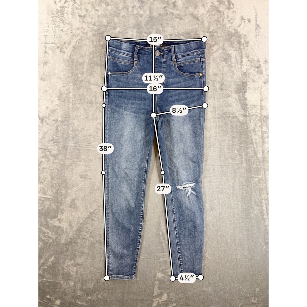 Liverpool Pull On Ankle Skinny Jeans Women's Size 6/28 Blue Distressed Pants - Picture 7 of 8